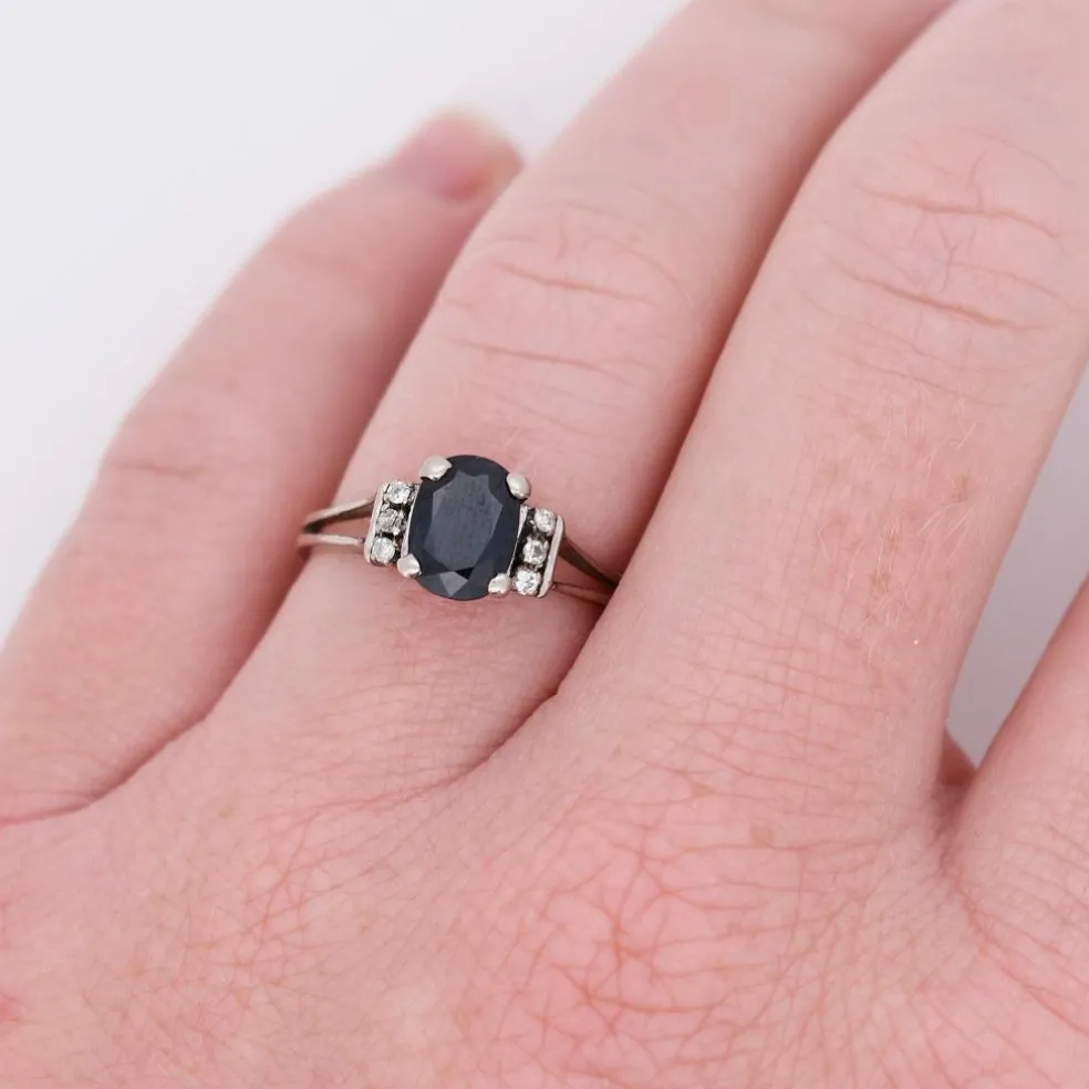 Bague Or blanc Saphir Diamants