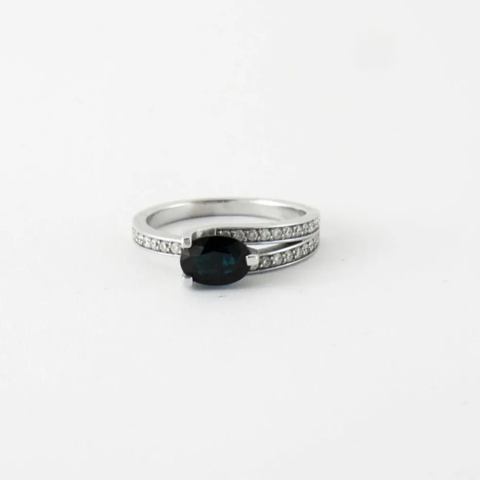 Bague Or blanc Saphir Diamants