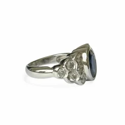 Bague or blanc saphir diamants
