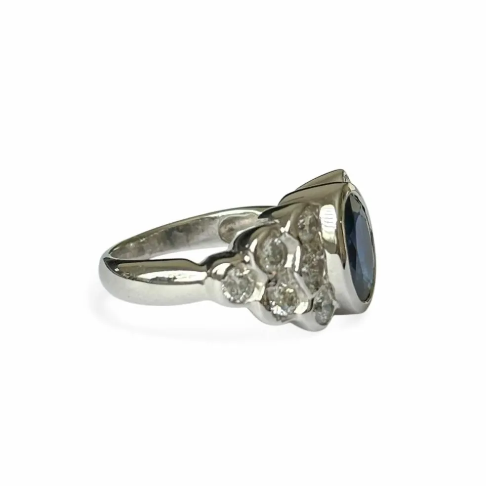 Bague or blanc saphir diamants