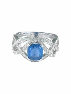 BAGUE OR BLANC SAPHIR ET DIAMANTS