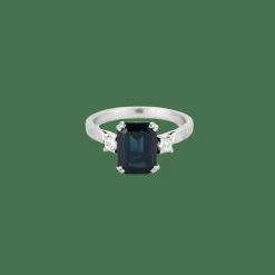 Bague or blanc saphir et diamants