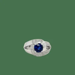 Bague Or Blanc, Saphir et Diamants