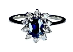 Bague or blanc saphir et diamants