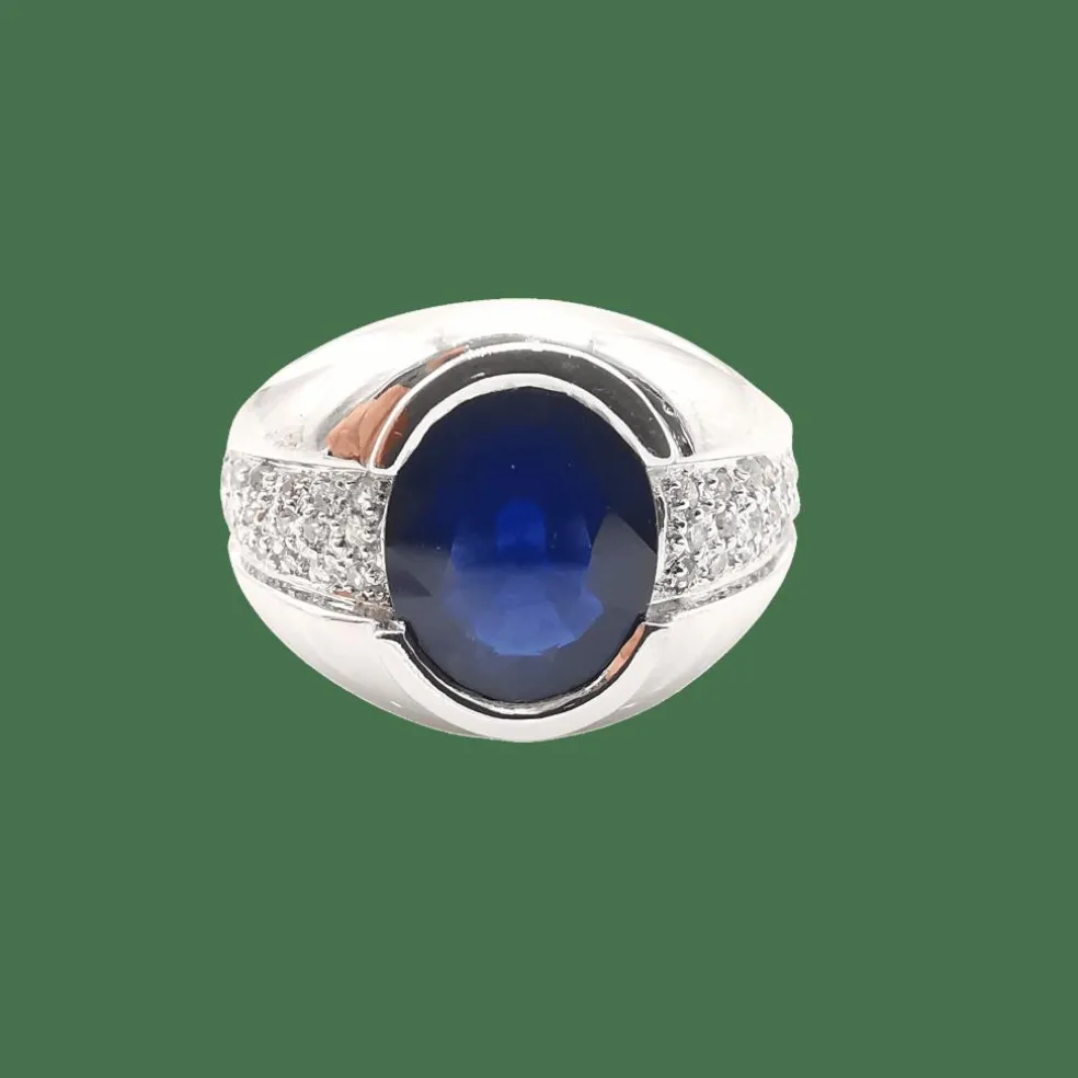 Bague or blanc saphir et diamants