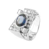 Bague or blanc, saphir et diamants