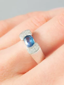 Bague or blanc Saphir et Diamants