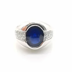 Bague or blanc saphir et diamants