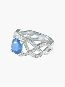 BAGUE OR BLANC SAPHIR ET DIAMANTS