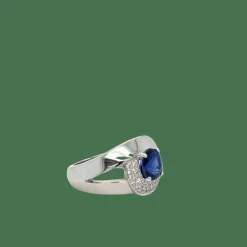 Bague Or Blanc, Saphir et Diamants