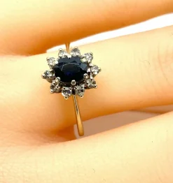 Bague or blanc saphir et diamants