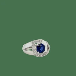 Bague Or Blanc, Saphir et Diamants
