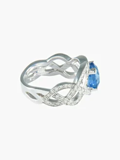 BAGUE OR BLANC SAPHIR ET DIAMANTS
