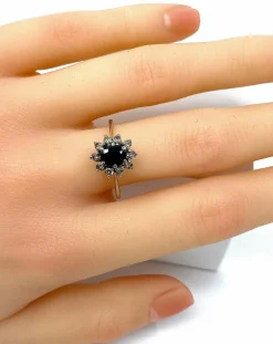 Bague or blanc saphir et diamants