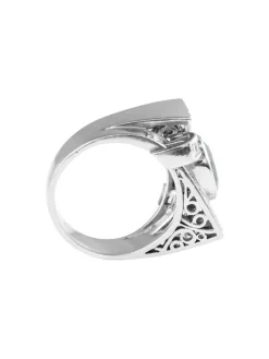 Bague or blanc, saphir et diamants