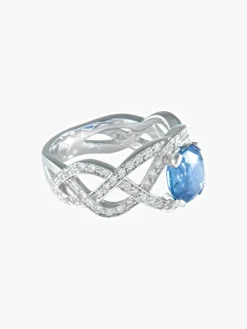 BAGUE OR BLANC SAPHIR ET DIAMANTS