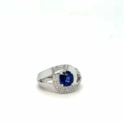 Bague Or Blanc, Saphir et Diamants