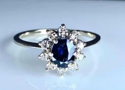 Bague or blanc saphir et diamants