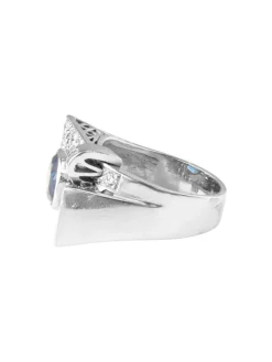 Bague or blanc, saphir et diamants