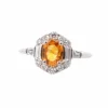 Bague Or blanc Saphir jaune Diamants