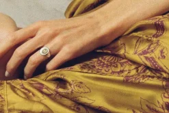 Bague Or blanc Saphir Jaune Diamants