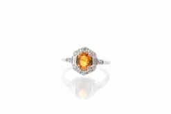 Bague Or blanc Saphir jaune Diamants