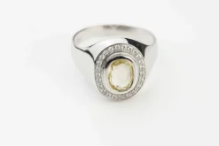 Bague Or blanc Saphir Jaune Diamants