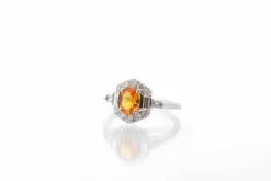 Bague Or blanc Saphir jaune Diamants
