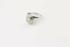 Bague Or blanc Saphir Jaune Diamants