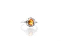 Bague Or blanc Saphir jaune Diamants