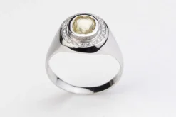 Bague Or blanc Saphir Jaune Diamants