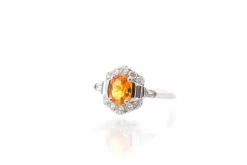 Bague Or blanc Saphir jaune Diamants
