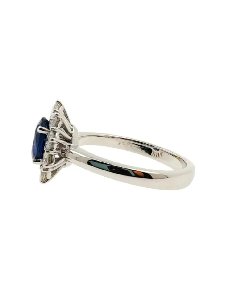 Bague or blanc saphir naturel, diamants naturels