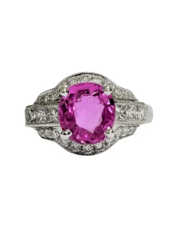 Bague or blanc saphir rose et diamants