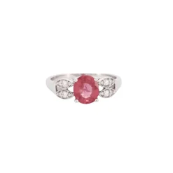 Bague or blanc saphir rose diamants