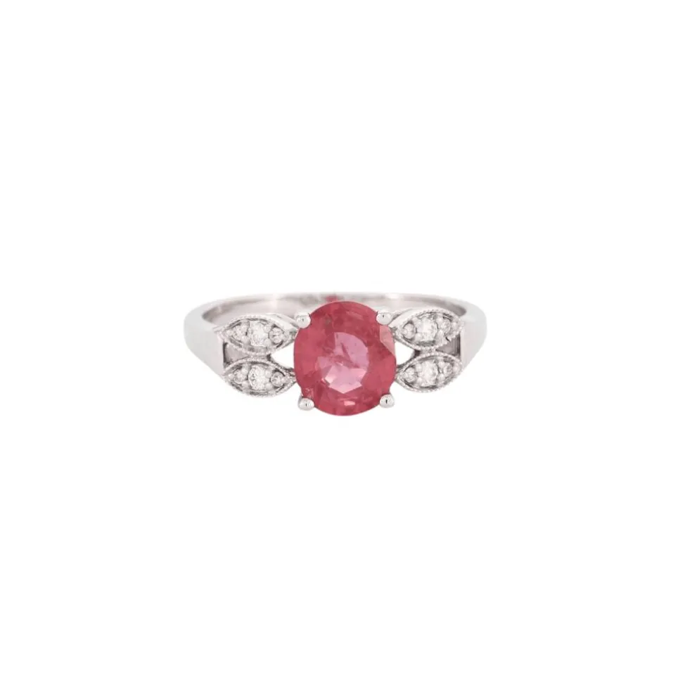 Bague or blanc saphir rose diamants