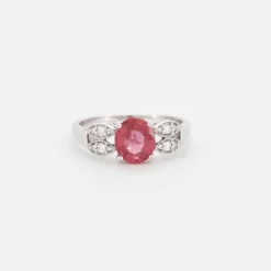 Bague or blanc saphir rose diamants