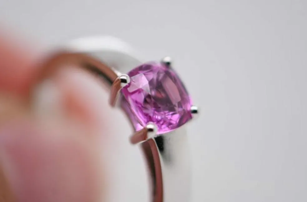 Bague Or Blanc Saphir Rose
