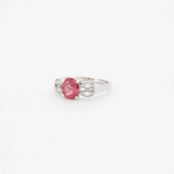 Bague or blanc saphir rose diamants