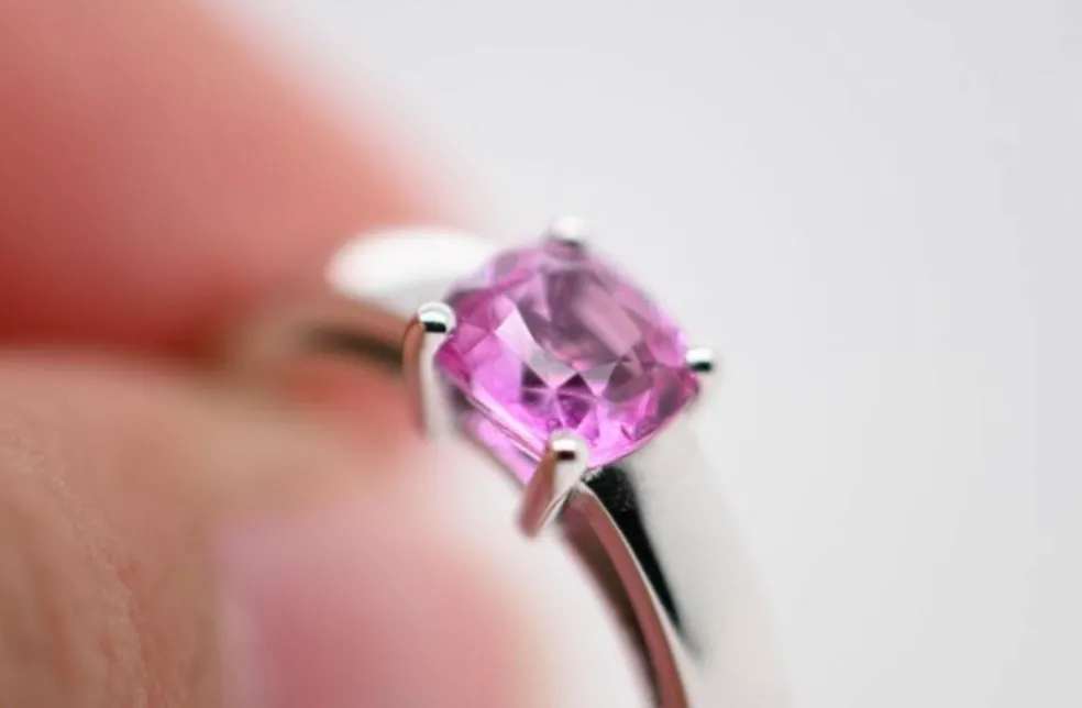 Bague Or Blanc Saphir Rose