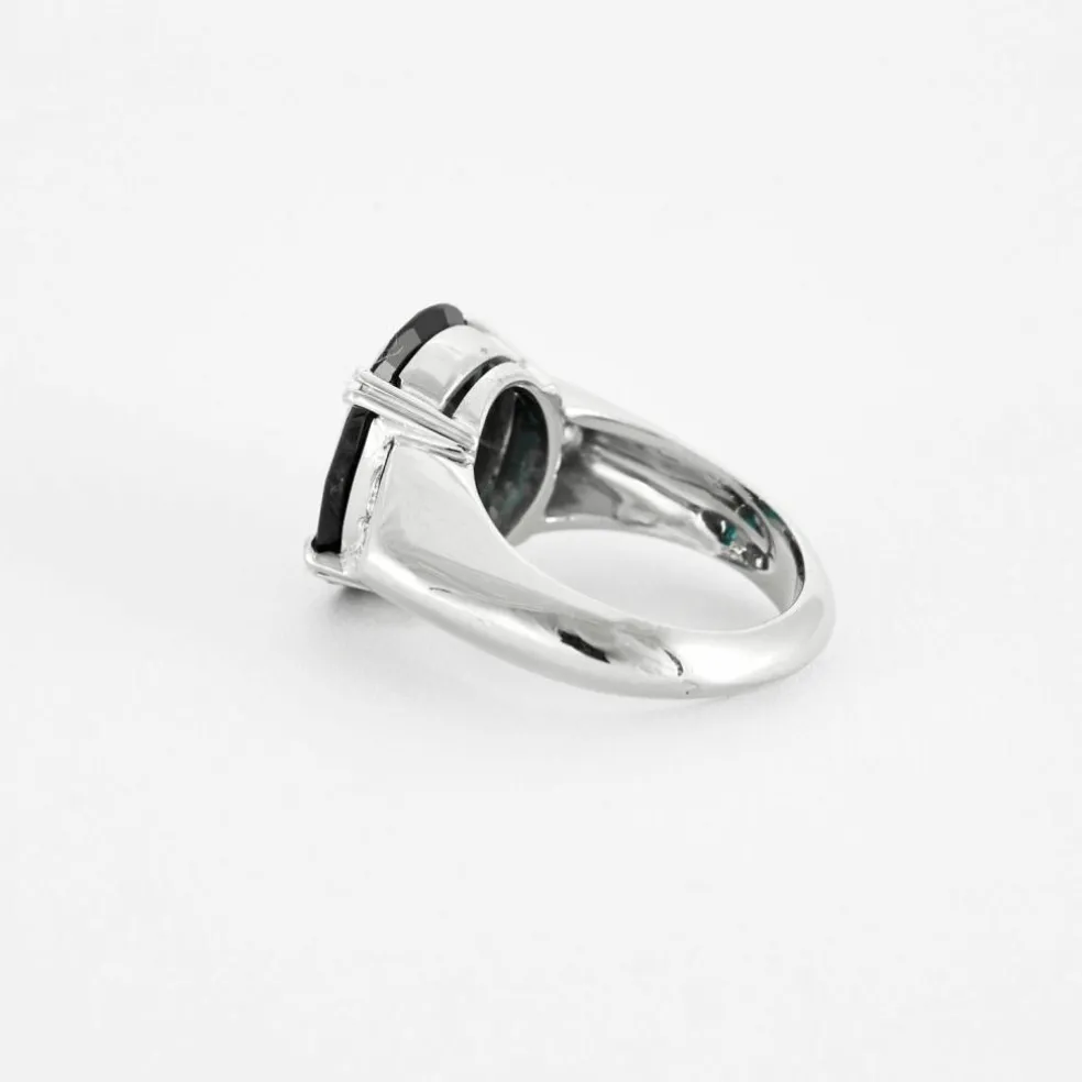 Bague or blanc saphir teal diamants