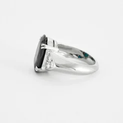 Bague or blanc saphir teal diamants