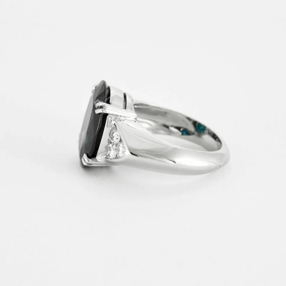 Bague or blanc saphir teal diamants