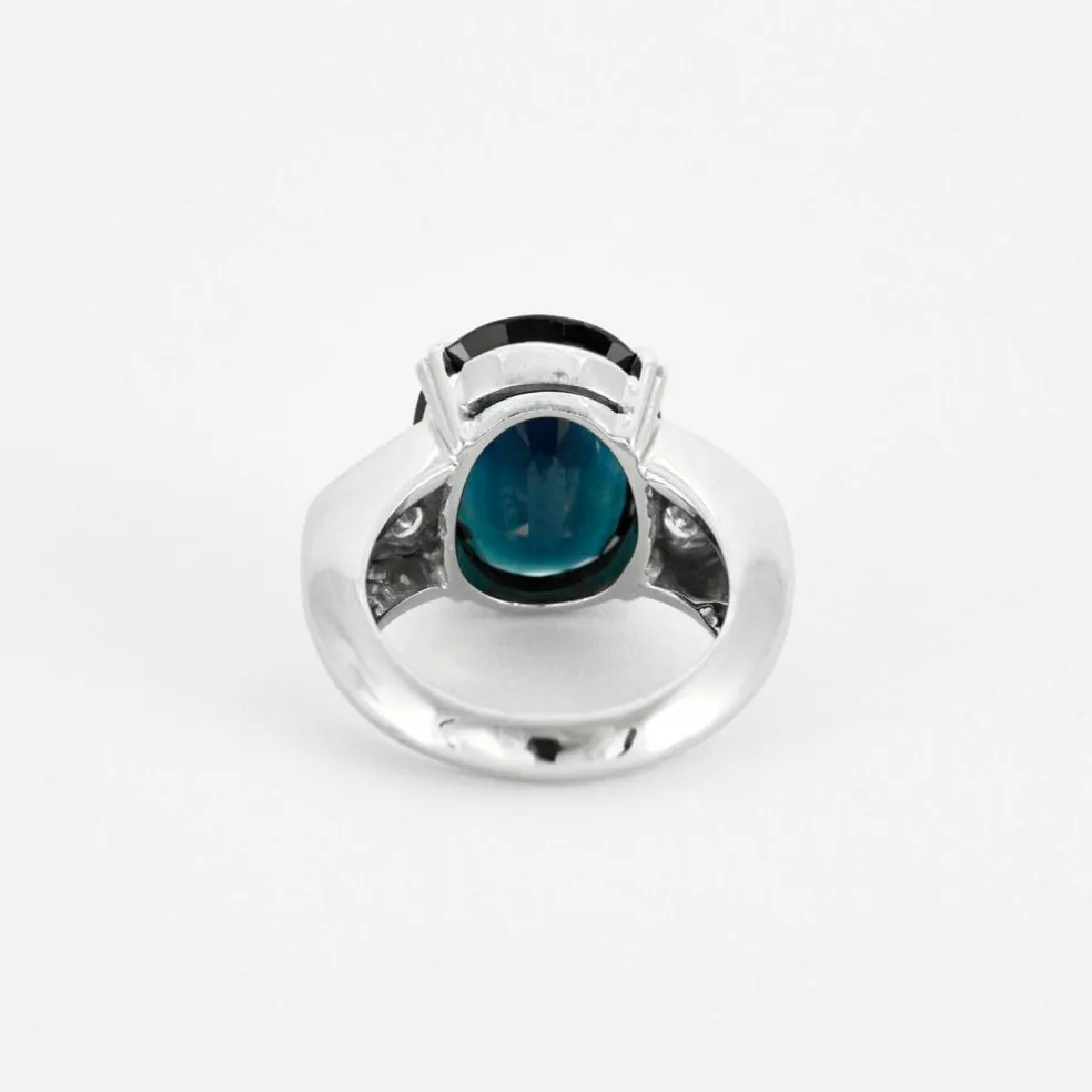 Bague or blanc saphir teal diamants