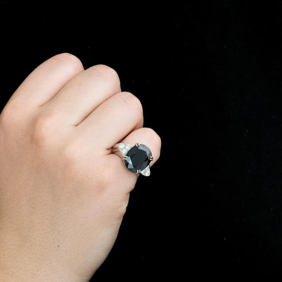 Bague or blanc saphir teal diamants