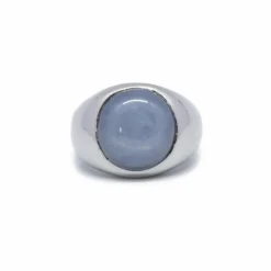 Bague or blanc, saphir étoilé