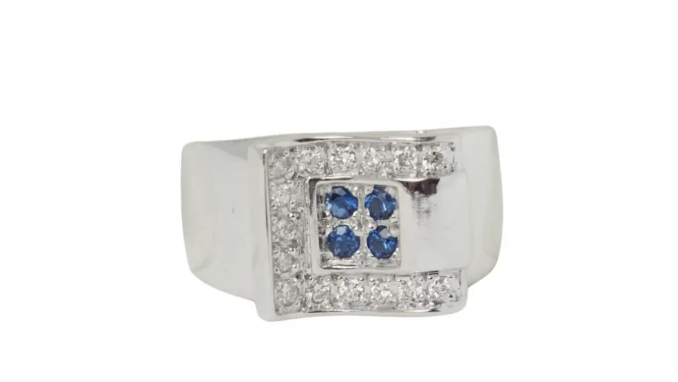 Bague Or blanc Saphirs Diamants