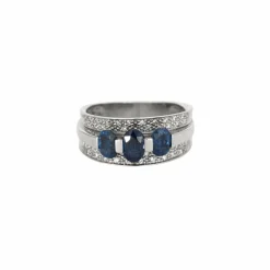 Bague Or Blanc Saphirs Diamants