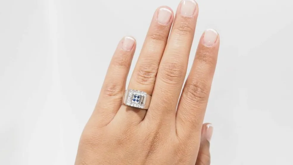 Bague Or blanc Saphirs Diamants