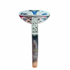 Bague or blanc saphirs diamants